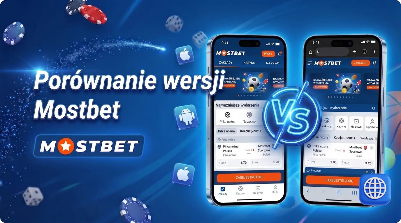Porównanie wersji mobilnej strony i aplikacji Mostbet w Polsce