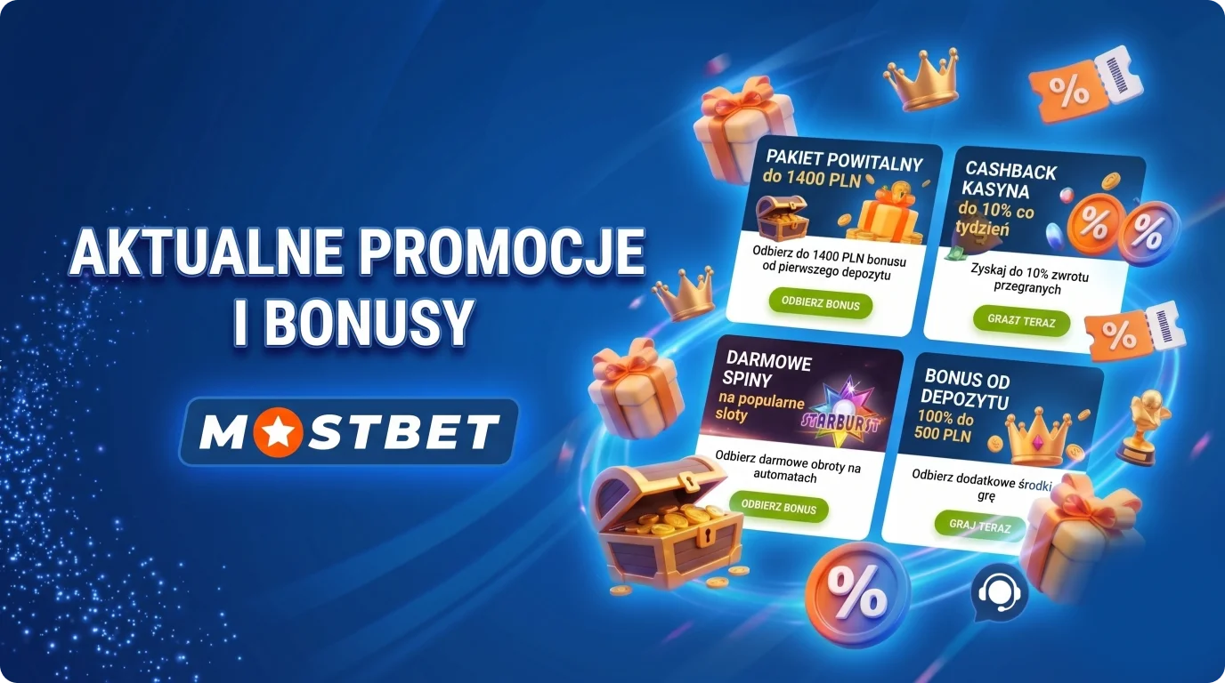 Aktualne bonusy dla polskich graczy Mostbet